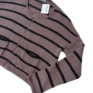 Wooden Ships Zip Front Cardigan Sweater Striped Pockets Cabincore Neutral NWT SM